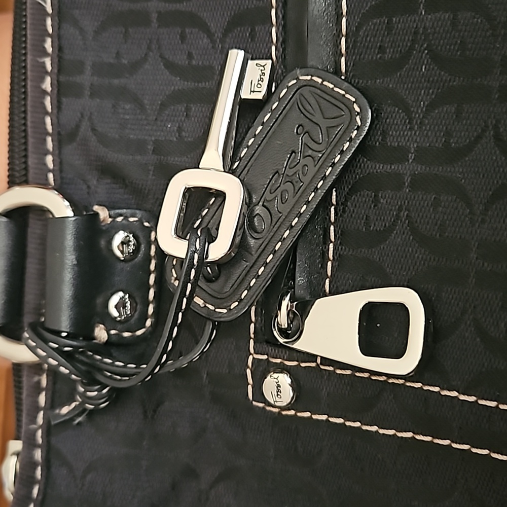 Vtg Fossil Blackburn Signature Canvas & Leather S… - image 4